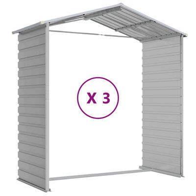 vidaXL Garden Shed Light Grey 191x300x198 cm Galvanised Steel