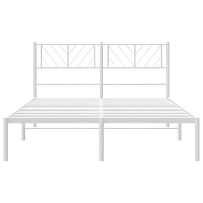 vidaXL Metal Bed Frame without Mattress with Headboard White 140x200 cm