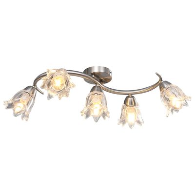 vidaXL Ceiling Lamp with Transparent Glass Shades for 5 E14 Bulbs Tulip