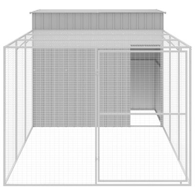 vidaXL Dog House with Run Light Grey 214x457x181 cm Galvanised Steel