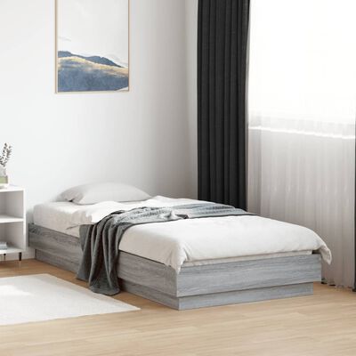 vidaXL Bed Frame without Mattress Grey Sonoma 90x190 cm Single Engineered Wood