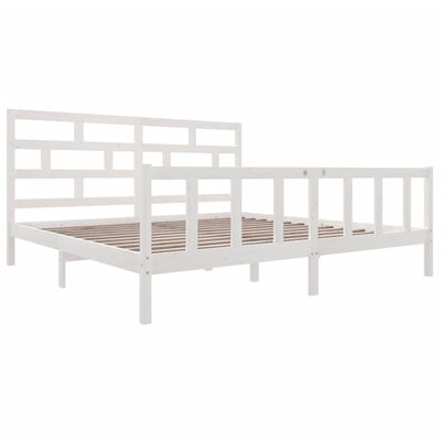 vidaXL Bed Frame without Mattress White Solid Wood Pine Super King