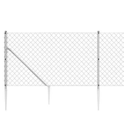 vidaXL Chain Link Fence with Spike Anchors Silver 1x10 m