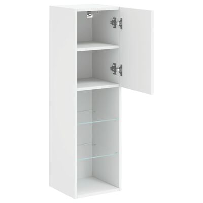 vidaXL TV Cabinets with LED Lights 2 pcs White 30.5x30x102 cm