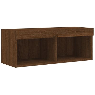 vidaXL 8 Piece TV Wall Units with LED Brown Oak Engineered Wood