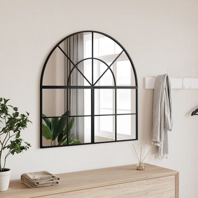 vidaXL Wall Mirror Black 80x80 cm Arch Iron