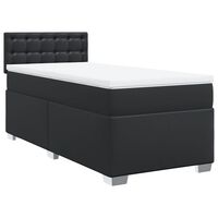 vidaXL Box Spring Bed with Mattress Black 90x190 cm Faux Leather