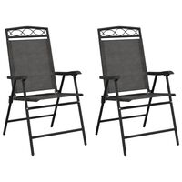 vidaXL Folding Garden Chairs 2 pcs Melange Grey Steel and Textilene
