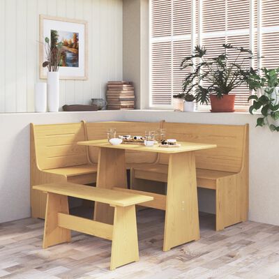 vidaXL Corner Bench REINE 151 cm Honey Brown Solid Wood Pine