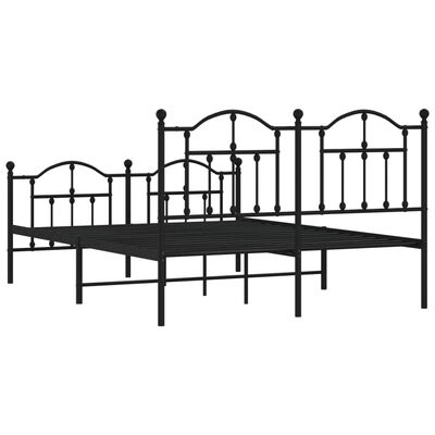 vidaXL Metal Bed Frame without Mattress with Footboard Black 140x190 cm