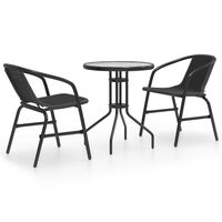 vidaXL 3 Piece Garden Dining Set Black