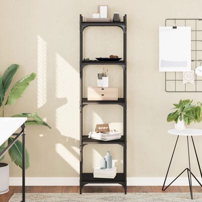 vidaXL Bookcase 5-Tier Black 40x30x154 cm Engineered Wood