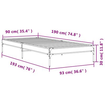 vidaXL Bed Frame without Mattress Brown Oak 90x190 cm Single