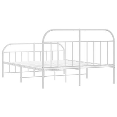 vidaXL Metal Bed Frame without Mattress with Footboard White 140x190 cm