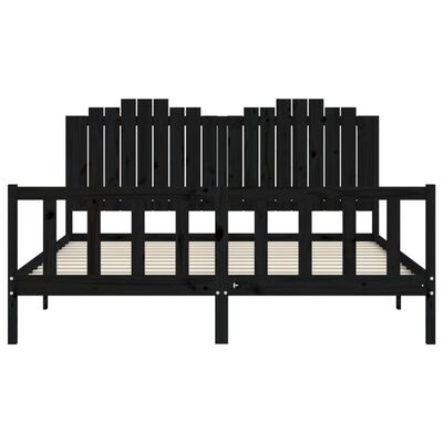 vidaXL Bed Frame without Mattress Black Solid Wood Pine