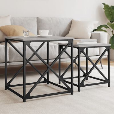 vidaXL Nesting Coffee Tables 2 pcs Grey Sonoma Engineered Wood