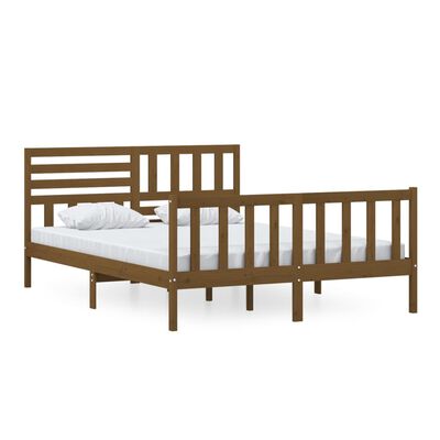 vidaXL Bed Frame without Mattress Honey Brown King Size Solid Wood