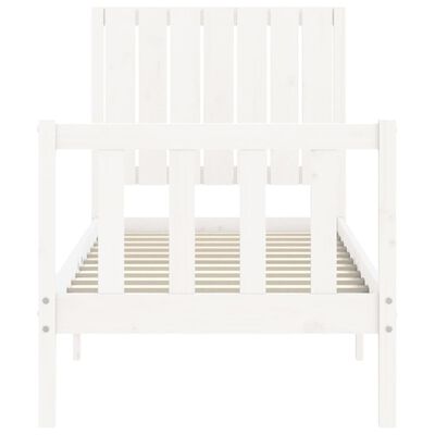 vidaXL Bed Frame with Headboard White Small Single Solid Wood