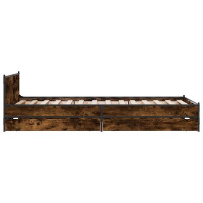 vidaXL Bed Frame with Drawers without Mattress Smoked Oak 75x190 cm Small Single