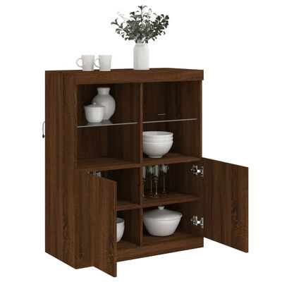 vidaXL Sideboard with LED Lights Brown Oak 81x37x100 cm