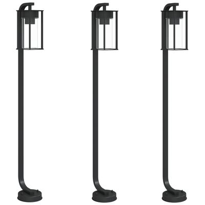 vidaXL Outdoor Floor Lamps 3pcs Black 100 cm Stainless Steel