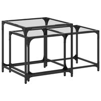 vidaXL Nesting Coffee Tables 2 pcs with Transparent Glass Top Steel