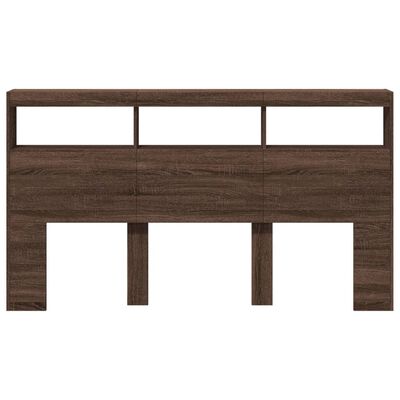 vidaXL Headboard Cabinet with LED Brown Oak 180x17x102 cm