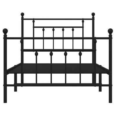 vidaXL Metal Bed Frame without Mattress with Footboard Black 100x190 cm