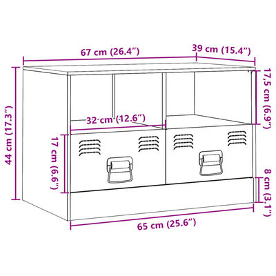 vidaXL TV Cabinet Mustard Yellow 67x39x44 cm Steel