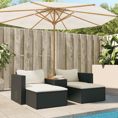 vidaXL 5 Piece Garden Sofa Set with Cushions Black Poly Rattan Acacia