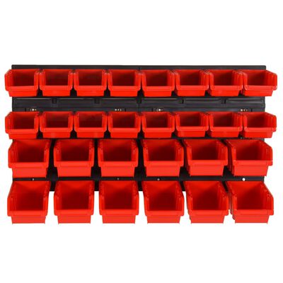 vidaXL 30 Piece Workshop Shelf Set Red and Black 77x39cm Polypropylene