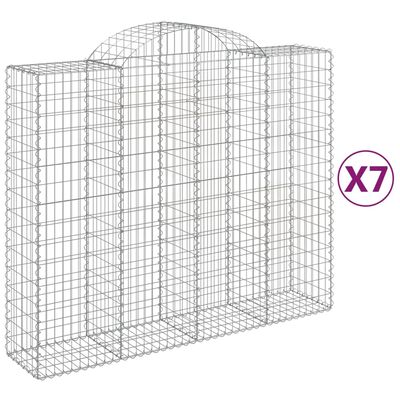 vidaXL Arched Gabion Baskets 7 pcs 200x50x160/180 cm Galvanised Iron