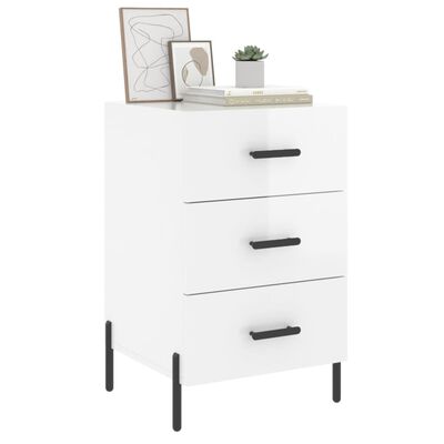 vidaXL Bedside Cabinet High Gloss White 40x40x66 cm Engineered Wood