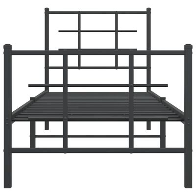 vidaXL Metal Bed Frame without Mattress with Footboard Black 75x190 cm Small Single