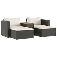 vidaXL 5 Piece Garden Sofa Set with Cushions Black Poly Rattan Acacia