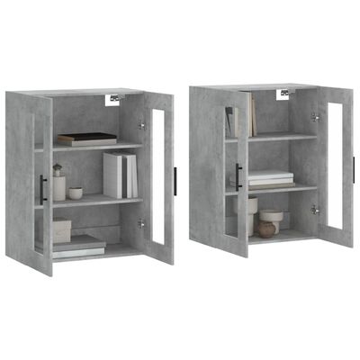 vidaXL Wall Mounted Cabinets 2 pcs Concrete Grey Engineered Wood