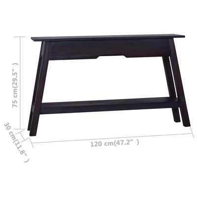 vidaXL Console Table Black 120x30x75 cm Solid Mahogany Wood