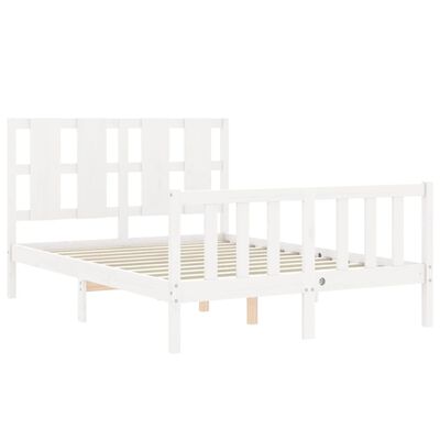 vidaXL Bed Frame without Mattress White Small Double Solid Wood Pine