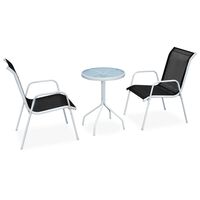 vidaXL 3 Piece Bistro Set Steel Black