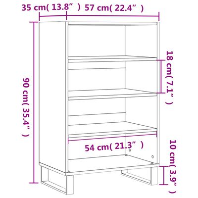 vidaXL Highboard Black 57x35x90 cm Engineered Wood