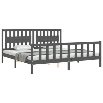 vidaXL Bed Frame without Mattress Grey 200x200 cm Solid Wood Pine