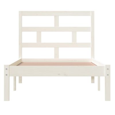 vidaXL Bed Frame without Mattress White Single Solid Wood