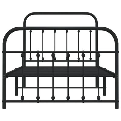 vidaXL Metal Bed Frame without Mattress with Footboard Black 100x190 cm