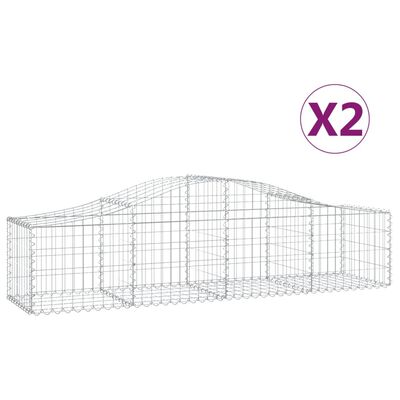 vidaXL Arched Gabion Baskets 2 pcs 200x50x40/60 cm Galvanised Iron