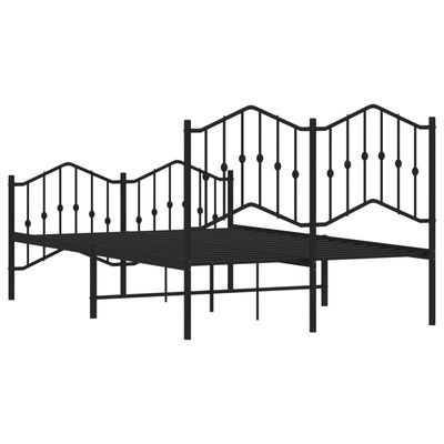 vidaXL Metal Bed Frame without Mattress with Footboard Black 120x190 cm Small Double