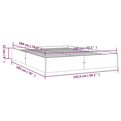 vidaXL Bed Frame without Mattress White Solid Wood 140x190 cm