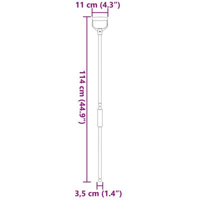 vidaXL Pitchfork Handle Ø11x114 cm Silver Steel