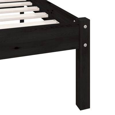 vidaXL Bed Frame without Mattress Black Solid Wood 140x200 cm