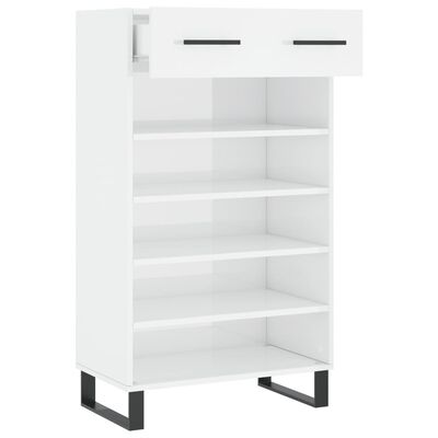 vidaXL Shoe Cabinet High Gloss White 60x35x105 cm Engineered Wood