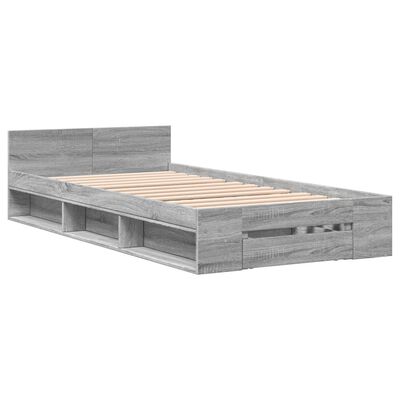 vidaXL Bed Frame with Drawer without Mattress Grey Sonoma 100x200 cm